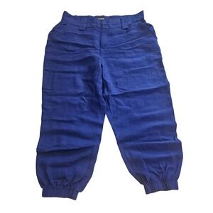 90s style Harem Loose fit Royal Blue Textured Cropped Pants Plus Size 3X Elastic